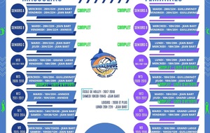 Planning des entraînements 2023-2024